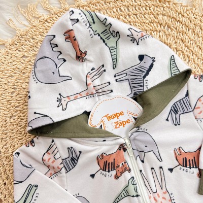 Conj. Jaqueta de Linho Ursinhos e Calça de Moletom - Verde